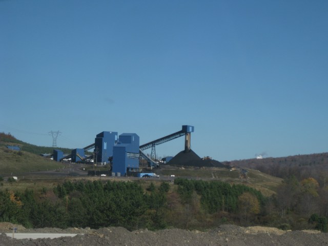 Coal mine chugging away in the West Virginia mountains.